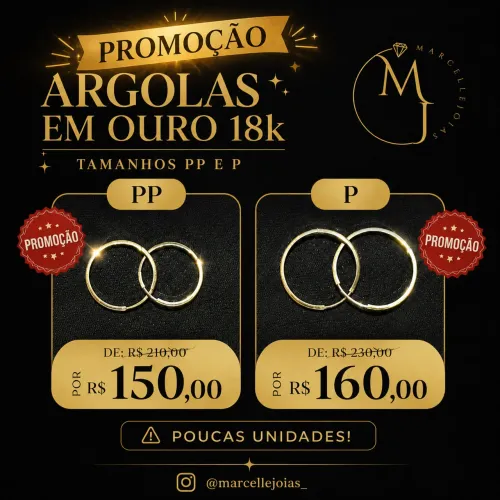 Argola PP e P em ouro 18k