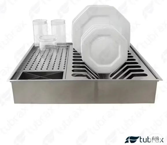 Calha Canal organizador Úmido de Cozinha com Tampa Inox 304 c/ 3 módulos 50x40 - Tubrax