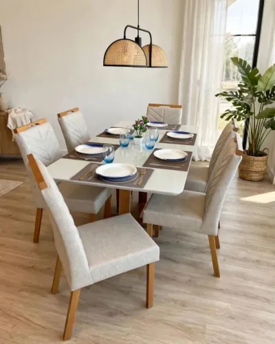 Conjunto Mesa Jasmin com 6 Cadeiras Ilhéus 21x no cartão de crédito R$171