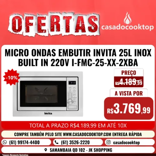 MICRO ONDAS EMBUTIR INVITA 25L INOX BUILT IN 220V I-FMC-25-XX-2XBA