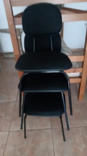 CADEIRA FIXA LAMINADA TECIDO PRETO
