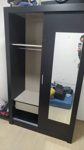 Guarda Roupa Duas Portas de Correr Com Espelho 200x120x50