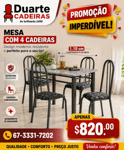 Mesa de cozinha com 4 cadeiras $ 820,00