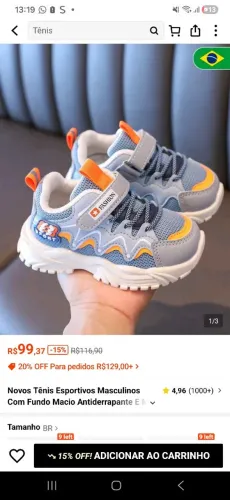 Tênis infantil lindo e estiloso