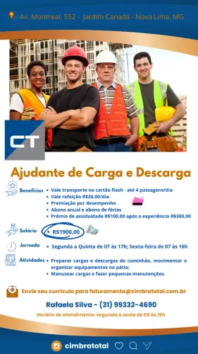 VAGA AJUDANTE DE CARGA E DESCARGA