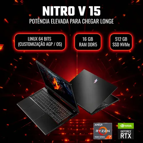 ? NOTEBOOK GAMER ACER NITRO V15 ? RYZEN 7 + RTX 4050 6GB + 16GB RAM