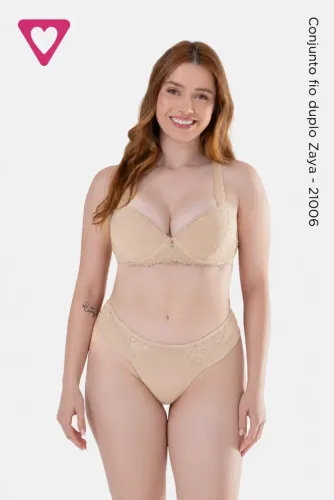Conjunto Fio Duplo Zaya Romance - Bege | Tamanho G
