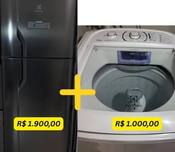 Geladeira Electrolux Inox + Lavadora Electrolux 13kg