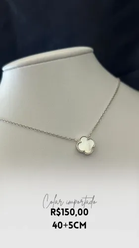 Colar importado Trevo Único Branco