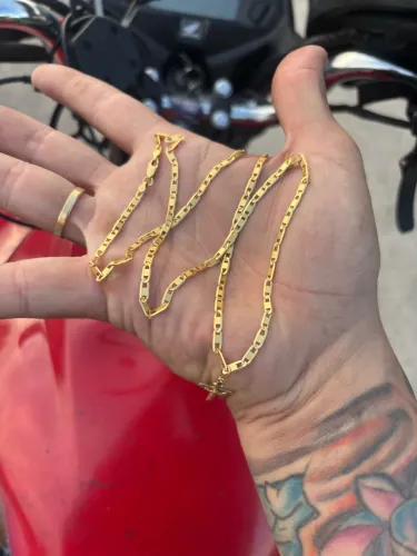 CORRENTE DE OURO DIAMANTADA PIASTRINE SEM USO
