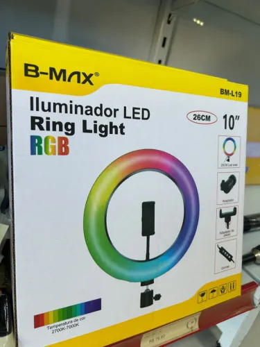 Ring Light 10" Luz Branca e Colorido 8W com Tripé