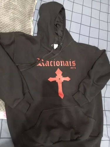 Moletom preto com capuz tamanho M Racionais mc's