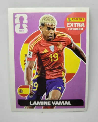 Lamine Yamal Legend Roxo Bordo extra stickers regular em perfeito estado