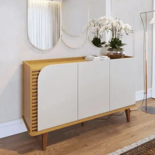 Buffet Jurerê C/Detalhe Ripado Naturale/Off White Colibri - Entrega Rápida!
