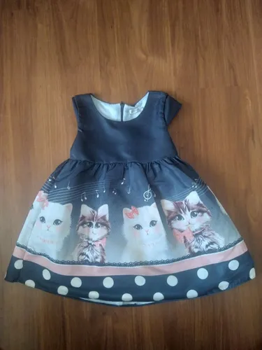 vestido infantil alakazoo marinho de gatinho - entrego 