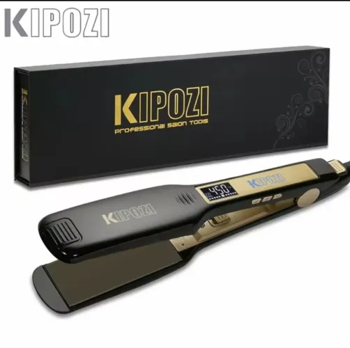 KIPOZI-profissional alisador de cabelo liso de titânio, display LCD digital, dupla tensão