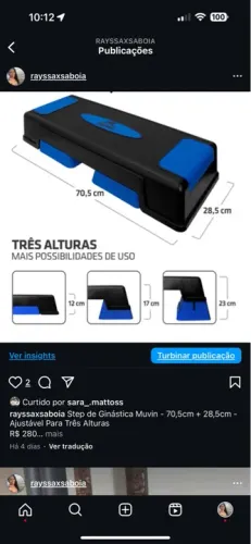 Step de Ginástica Muvin - 70,5cm + 28,5cm - Ajustável Para Três Alturas