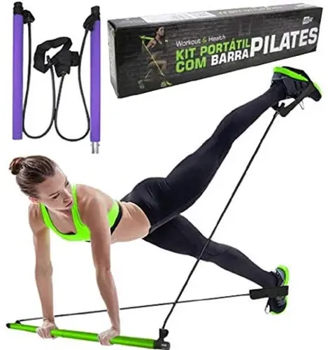 Barra P/ Treino Pilates Extensor Elástico Yoga Exercícios
