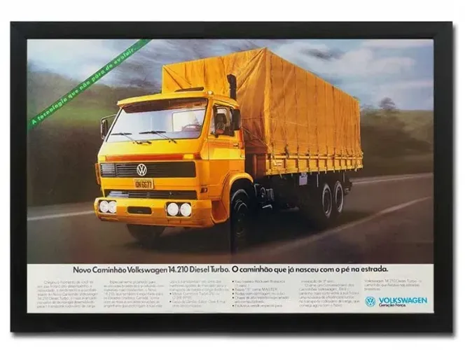 Caminhão Volkswagen década 1980 - Quadro decorativo com propaganda original de revista