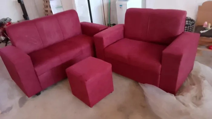 Conjunto de Sofás 2x3 lugares em Suede - Novo!