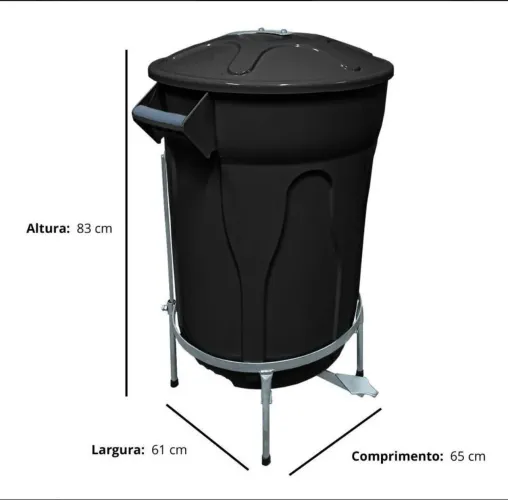 Lixeira de Plástico 100 Litros com Suporte