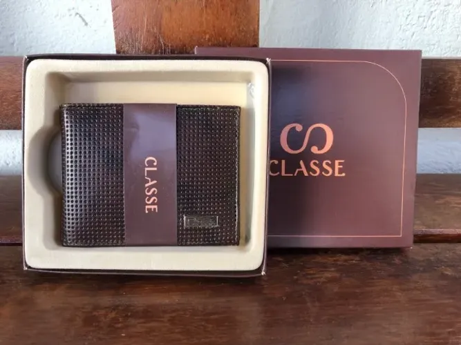 Carteira Masculina Porta Cartão Classe Couro Elegante M215 Marrom