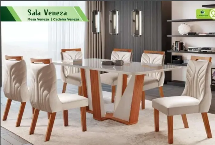 Conjunto Mesa Jantar Veneza c/ 6 cadeiras **nova embalada**