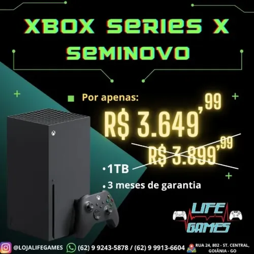 Xbox Séries X 1 Tera Seminovo com garantia, Loja física 