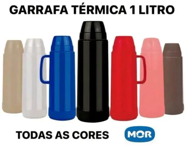Garrafa Térmica 1 Litro - preta e vermelha