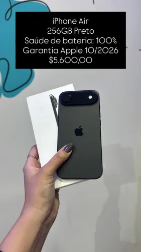 Iphone Air / 256gb / Preto / Dias de uso / Bateria: 100% / Garantia Apple 10/2026 $5.600