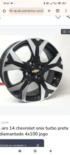 Jogo de rodas aro 14 Chevrolet Onix Turbo Preta Diamantada 4x100 novas