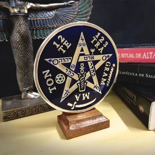 Pentagrama Mágico em Metal Dourado - Decoração Esotérica