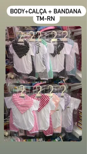 Body, calça e bandana bebê RN