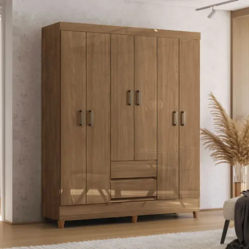Guarda-Roupa Amadeirado 6 Portas com Gavetas-Pronta Entrega!!!!?
