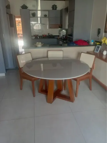 Mesa de Jantar Redonda madeira pintura laca