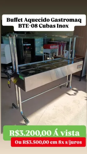 BUFFET AQUECIDO 8 CUBAS INOX USADO