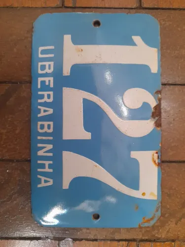 Placa Original Antiga e Rara de Carro da Época em que Uberlândia se chamava Uberabinha 