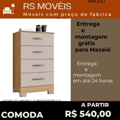Cômoda 4 Gavetas - Frete Grátis para Maceió