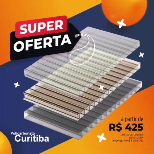 Chapa alveolar 6mm nas cores cristal, bronze ou fumê (1,05x6m ou 2,10x3m)
