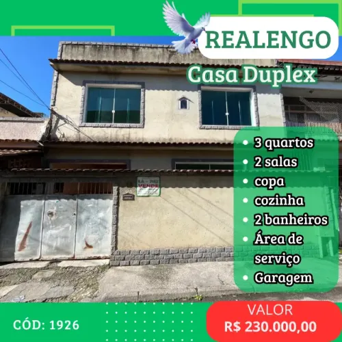 Realengo Casa duplex vazia 03 quartos com garagem