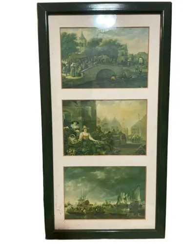 Quadro vertical com três telas verde