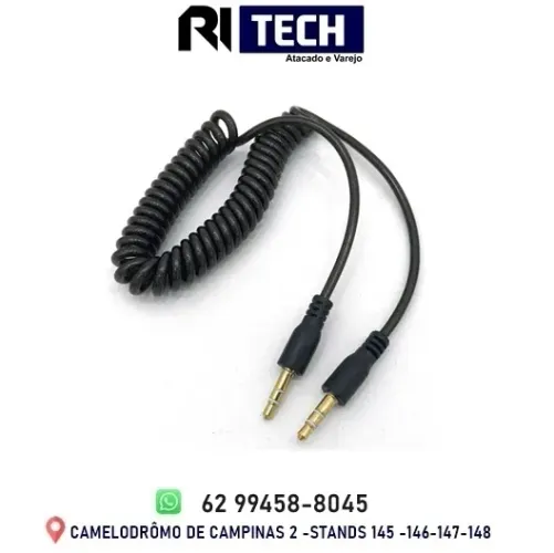 Cabo Auxiliar P2 X P2 Espiral FUNCIONAL Stereo Mp3 Mp4 Fio de mola