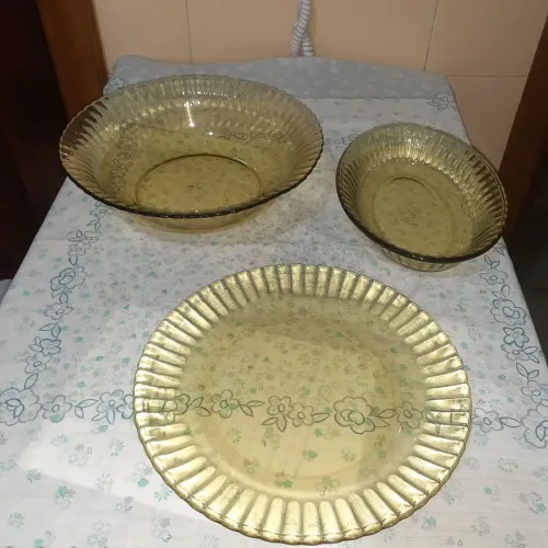 Conjunto de louças Colorex de vidro âmbar