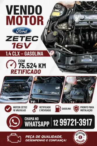 Motor Ford Zetec 1.4 CLX 16V Gasolina à Venda! Excelente oportunidade