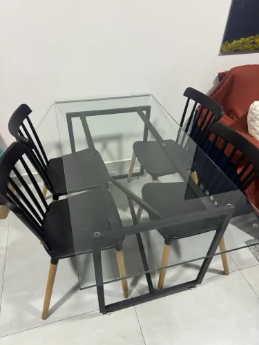Mesa vidro 4 cadeiras 
