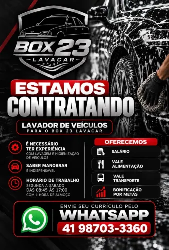 VAGA - LAVADOR DE VEÍCULOS | BOX 23 LAVACAR