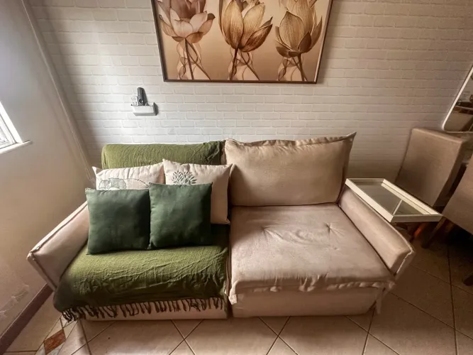Sofá-cama Lima 200 cm em Linho 3 Lugares Retrátil e Reclinável - Cor Bege
