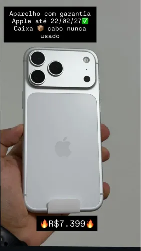 iPhone 17 pro Max 256 GB Silver caixa garantia Apple até 22/02/27 cabo nunca usado 
