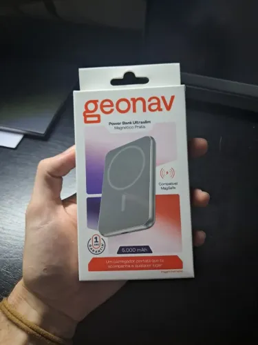 Carregador Portátil Geonav MagSafe 5000mAh Prata (Lacrado + NF)