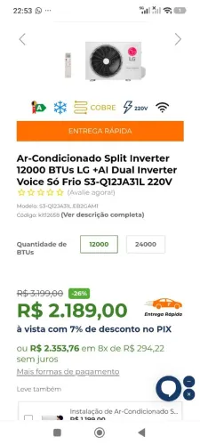 LG dual Voice 12 mil BTUs